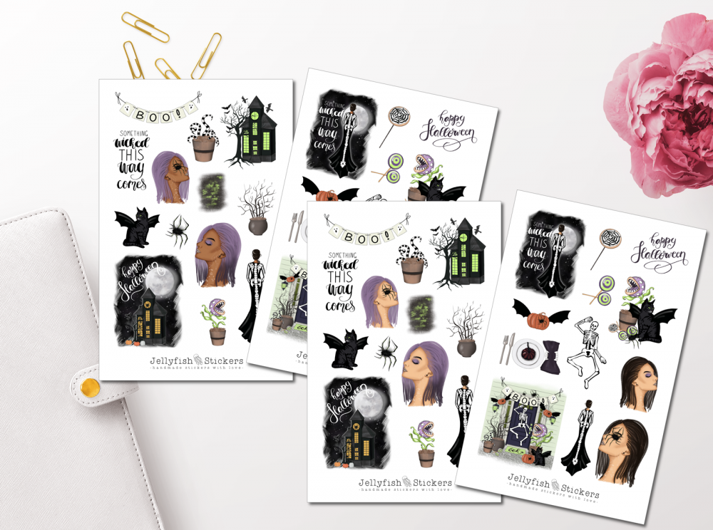 Girls Halloween Witch Sticker Set